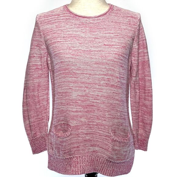 Chaps Women's Heathered Pink Pullover Sweater w/ Pockets - Picture 1 of 9